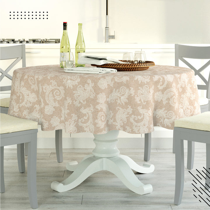 Cotton chambray Beige Table Cloth (Pack of 1)
