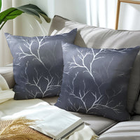 Polyester Blackout Twigs Grey Cushion Cover (Pack of 2)