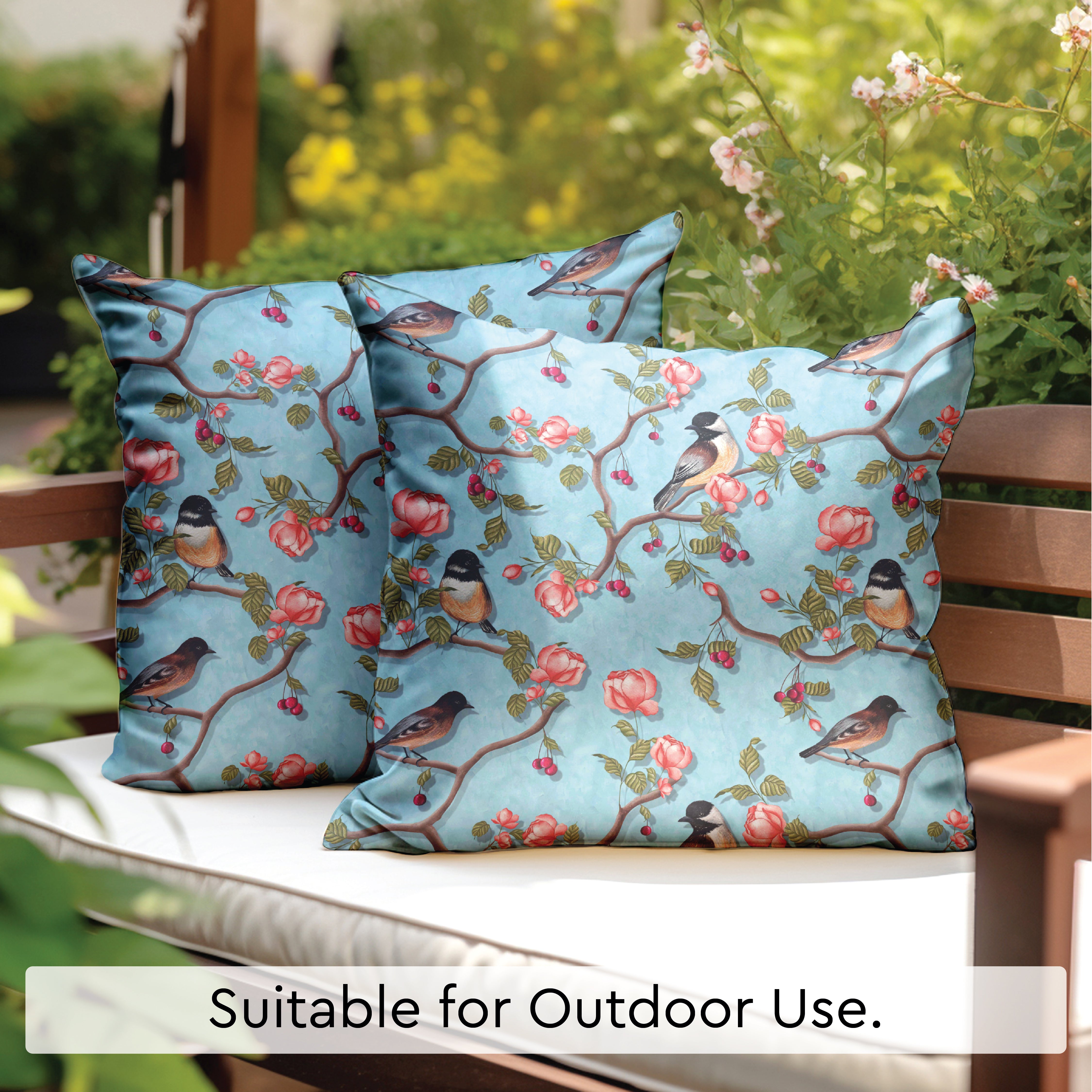 Blackout Polyester Sky Blue Birds Cushion Cover
