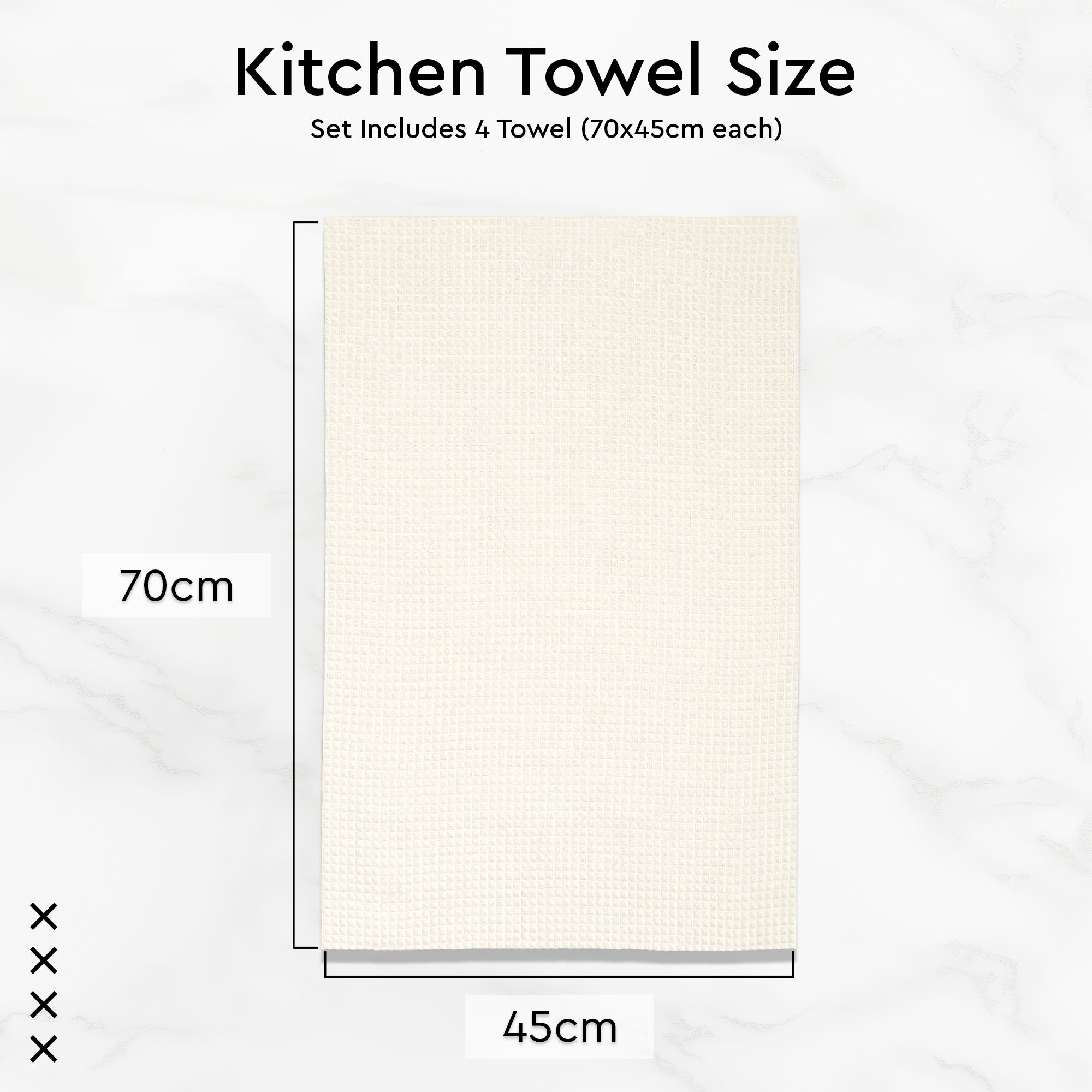 Cotton Solid Off White Kitchen Towel (Pack of 4)