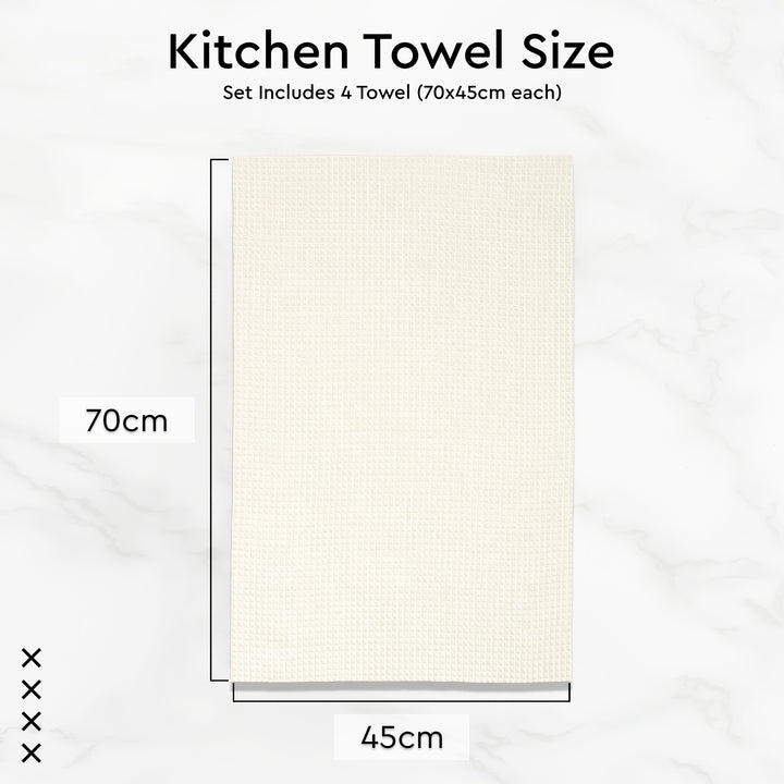 Cotton Solid Off White Kitchen Towel (Pack of 4)