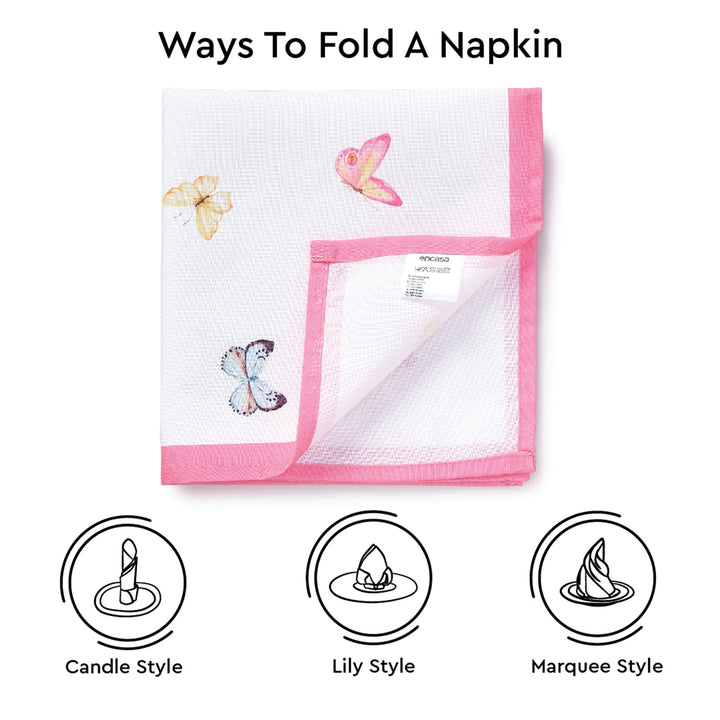 Spun Polyester Pink Butterflies Table Napkin