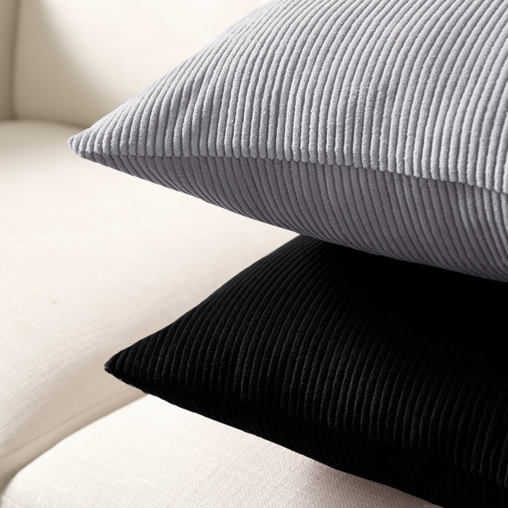 Corduroy Black Cushion Cover (Pack of 2)