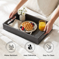 PU-Leather Grey Leather Serving Tray