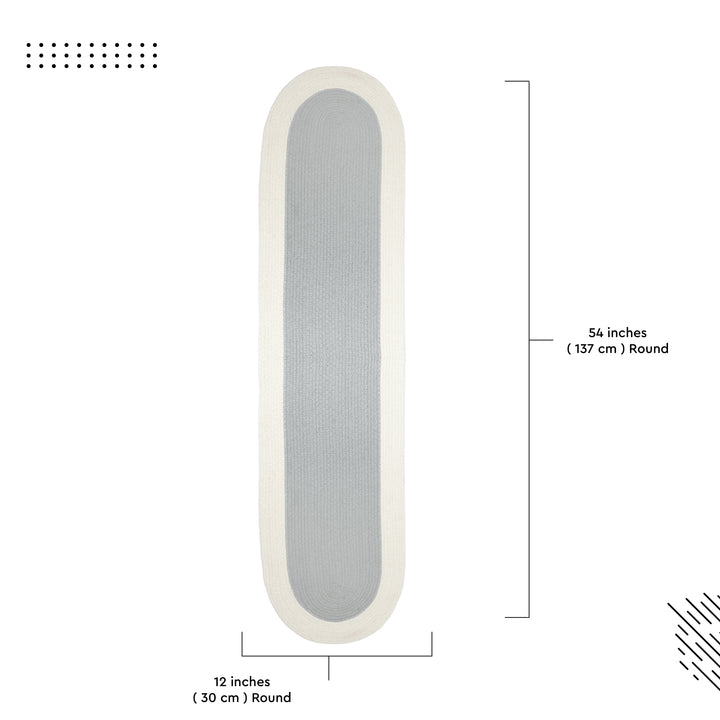 Cotton Light Grey & Off White Table Runner (Pack of 1)