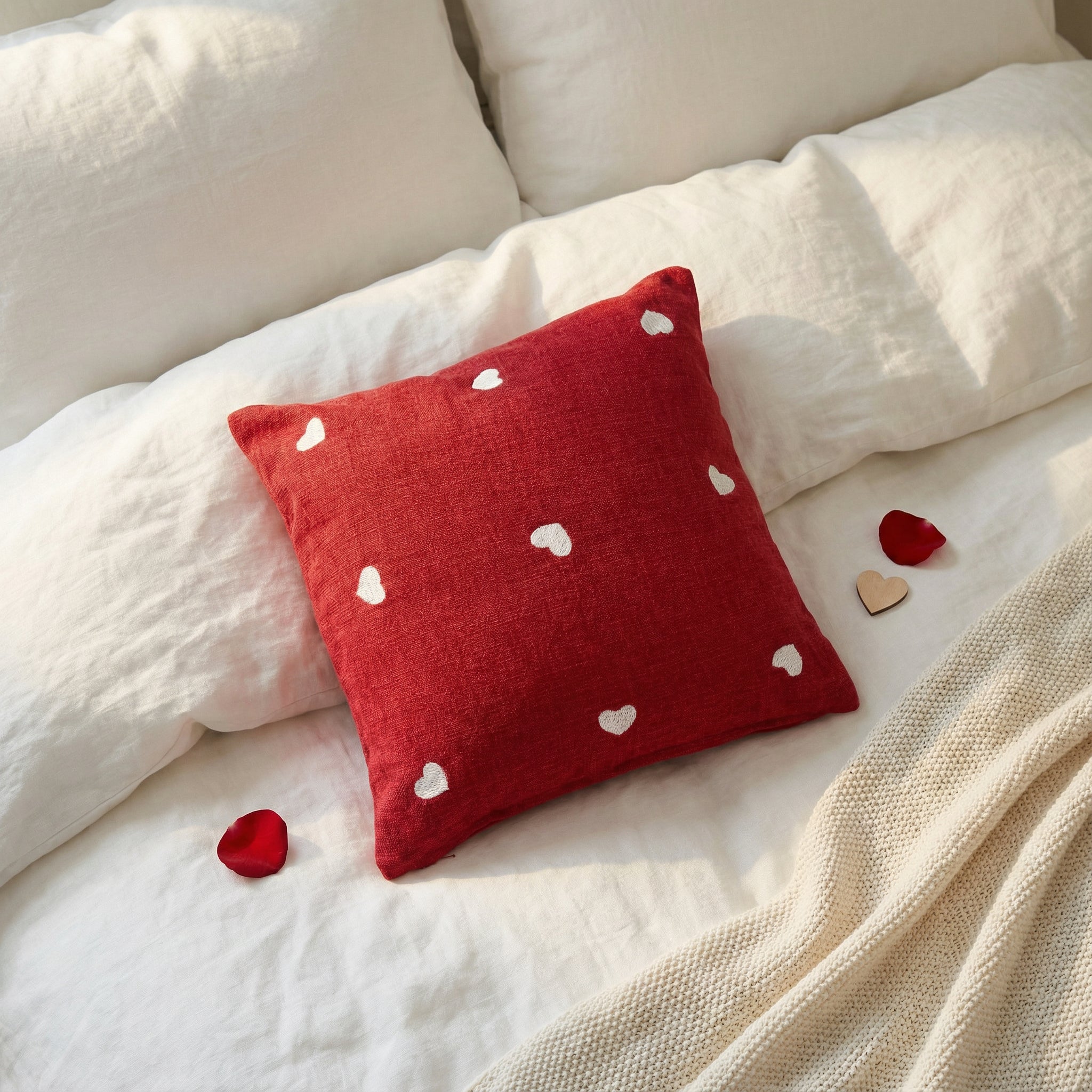 Red Heart - Natural Cushion Cover