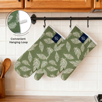 20s Sheeting Big Leaf Green Oven Gloves (Pack of 2)
