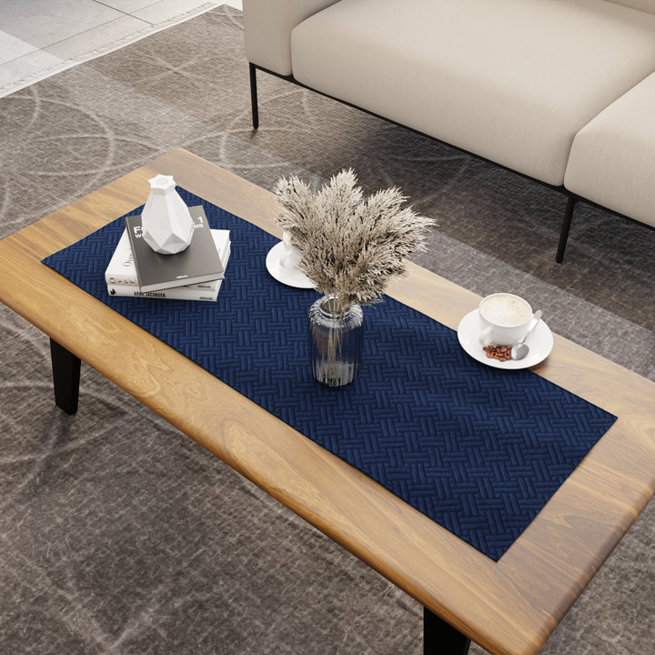 Quilted Velvet Navy Blue Table Runner