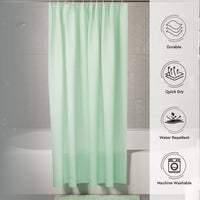 Polyester Mint Shower Curtain + Bathmat (Pack of 3)