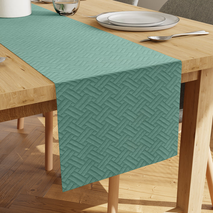 Quilted Velvet Aqua Table Runner