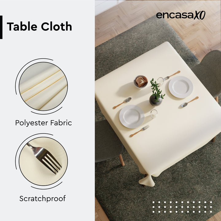Polyester Cream Table Cloth (Pack of 1)