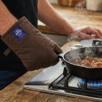 Cotton Dark Taupe & Beige Oven Glove & Pot Holder