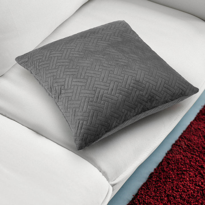 Quilted Velvet Dark Grey Cushion Cover (Pack of 1)