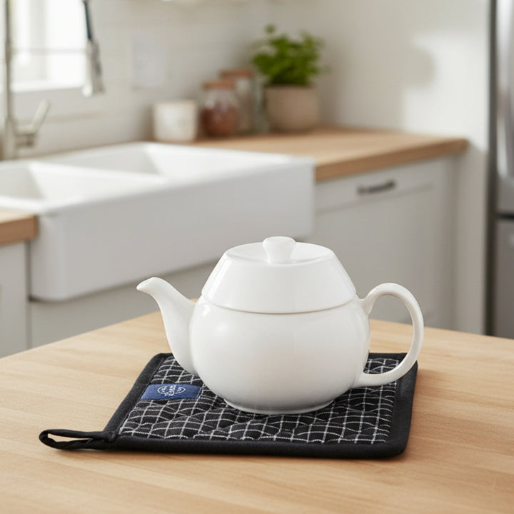 Cotton Butcher Checks Black Oven Glove & Pot Holder