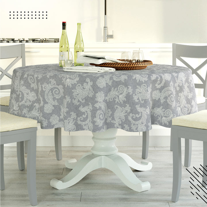 Cotton chambray Grey Table Cloth (Pack of 1)