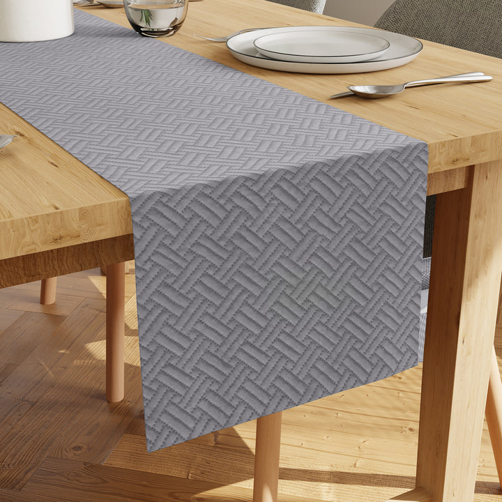 Quilted Velvet Light Grey Table Runner