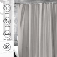 Polyester ZZ Light Grey Combo Shower Curtain + Bathmat (Pack of 3)