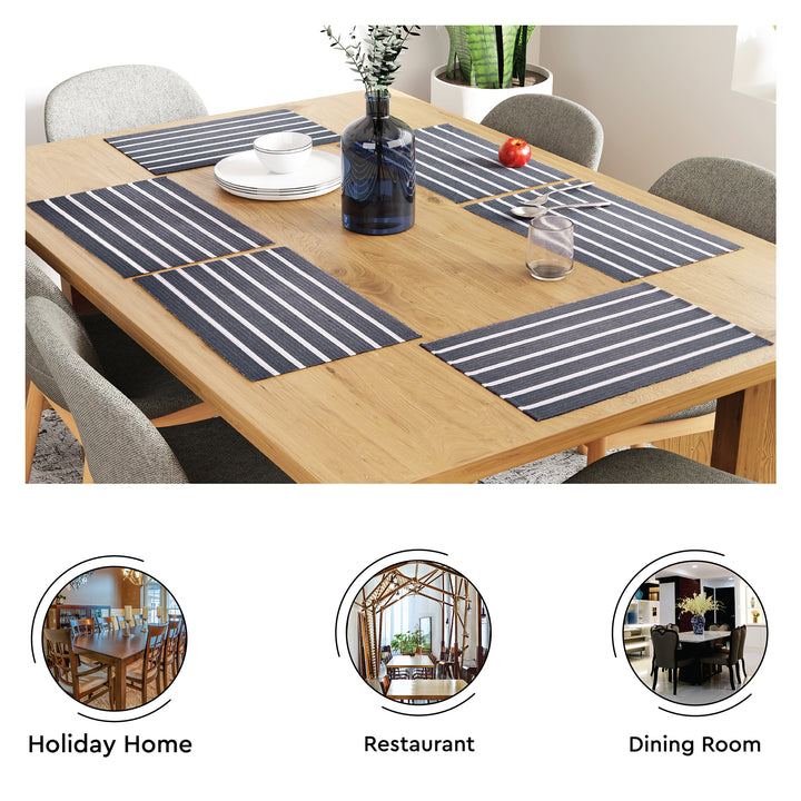 Cotton Roma Grey Stripes Placemat (Pack of 6)