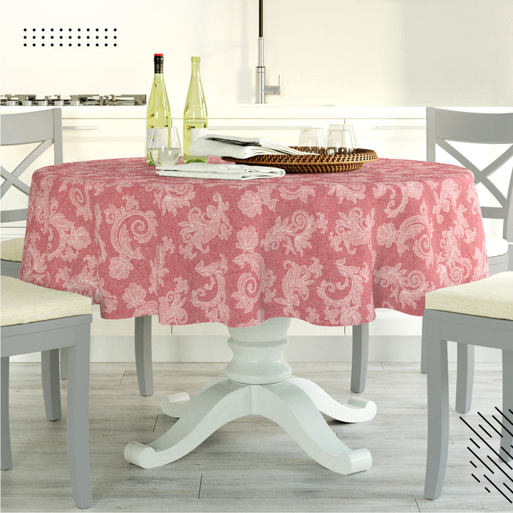 Cotton chambray Red Table Cloth (Pack of 1)