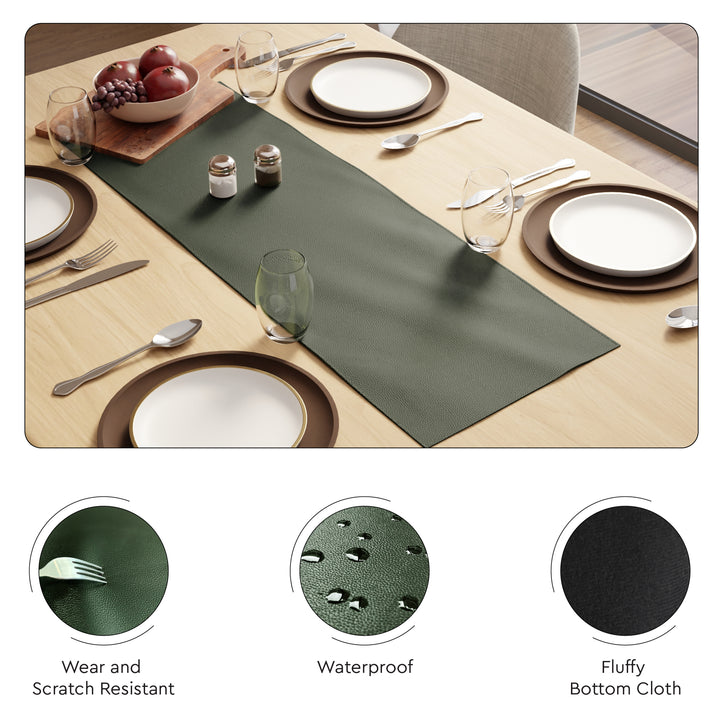 PVC Leather Green Table Runner