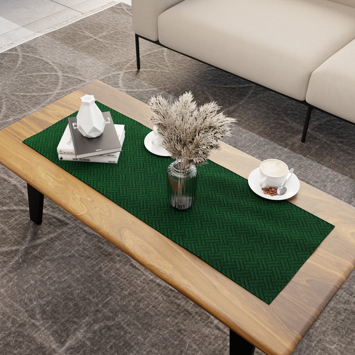 Quilted Velvet Forest Green Table Runner