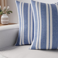 Cotton Franca Blue Stripes Cushion Cover (Pack of 2)