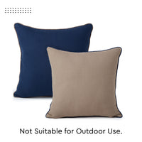 Cotton Navy+Beige Cushion Cover (Pack of 2)