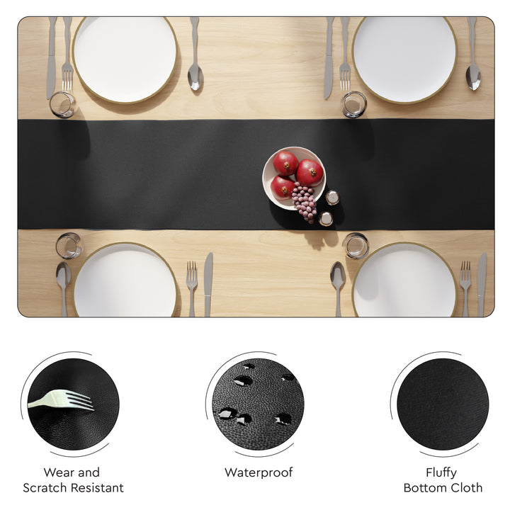 PVC Leather Black Table Runner (Pack of 1)