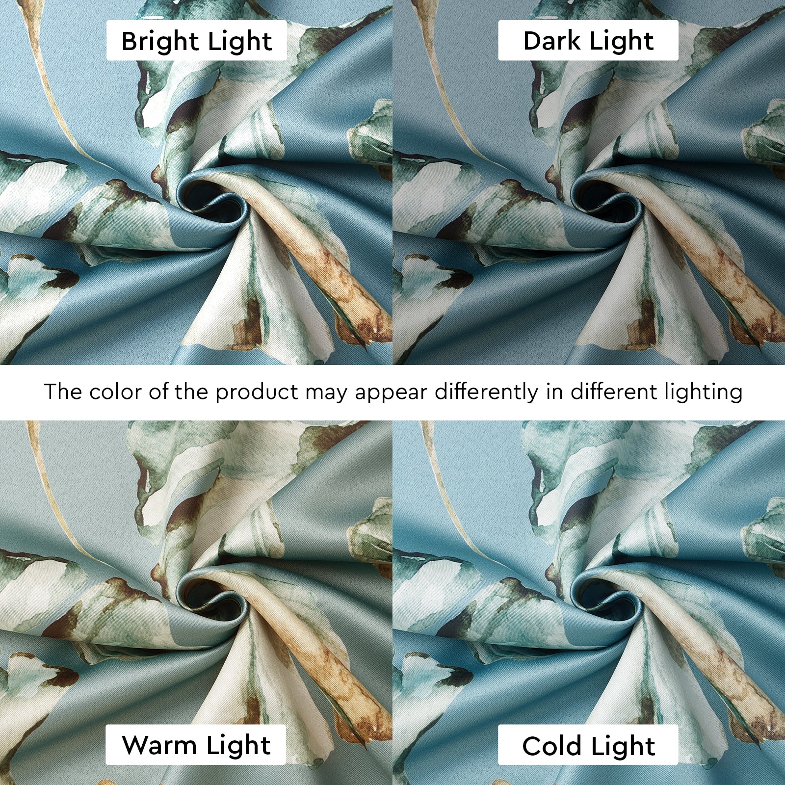 Blackout Polyester Gingko Blue Curtain (Pack of 2)