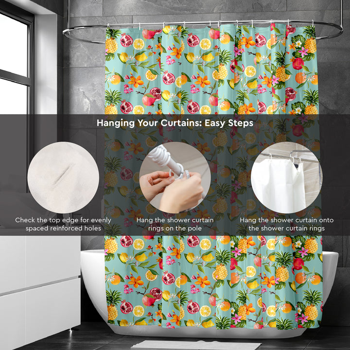 Polyester Pineapple Shower Curtain (Pack of 1)