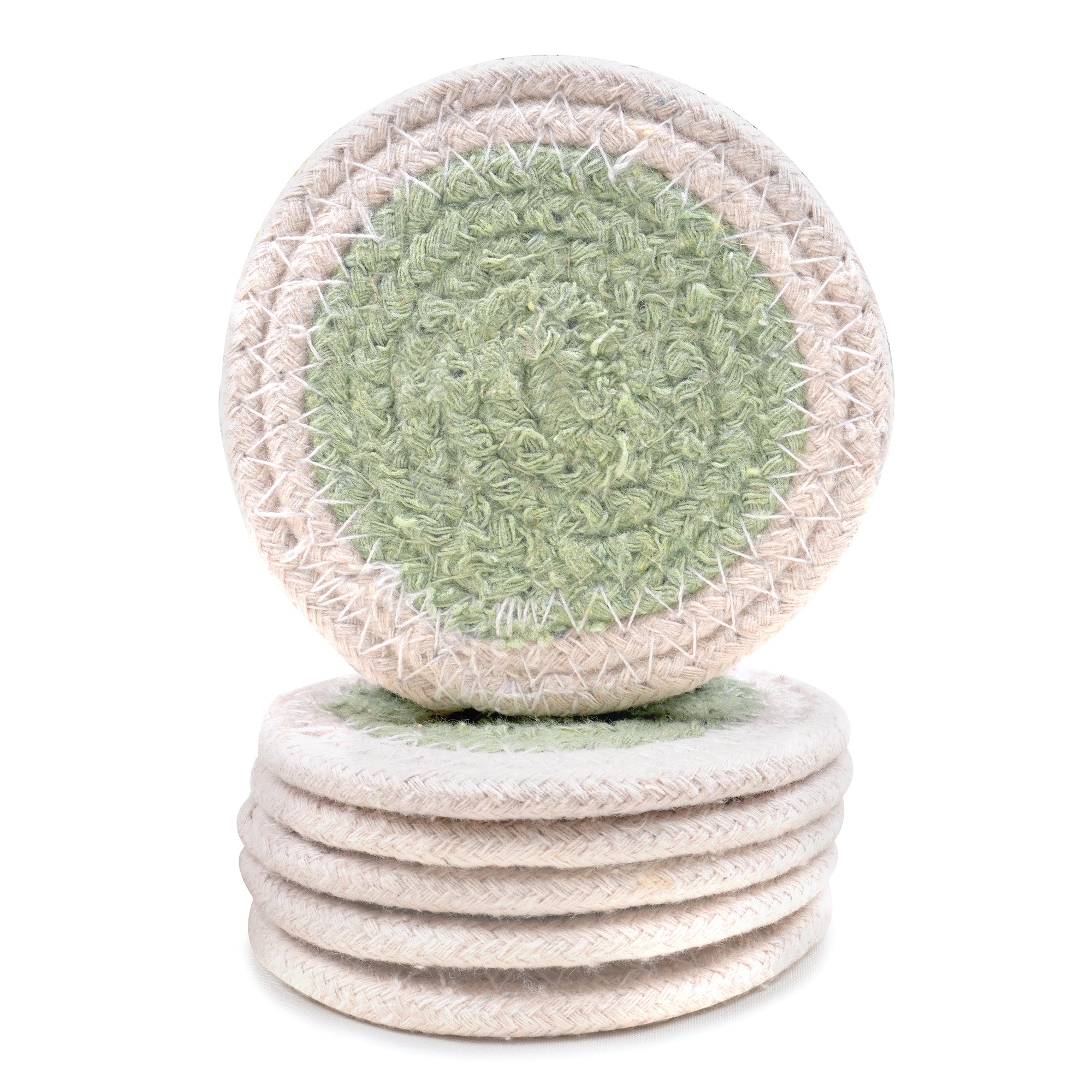 Cotton Sage & Off White Coaster