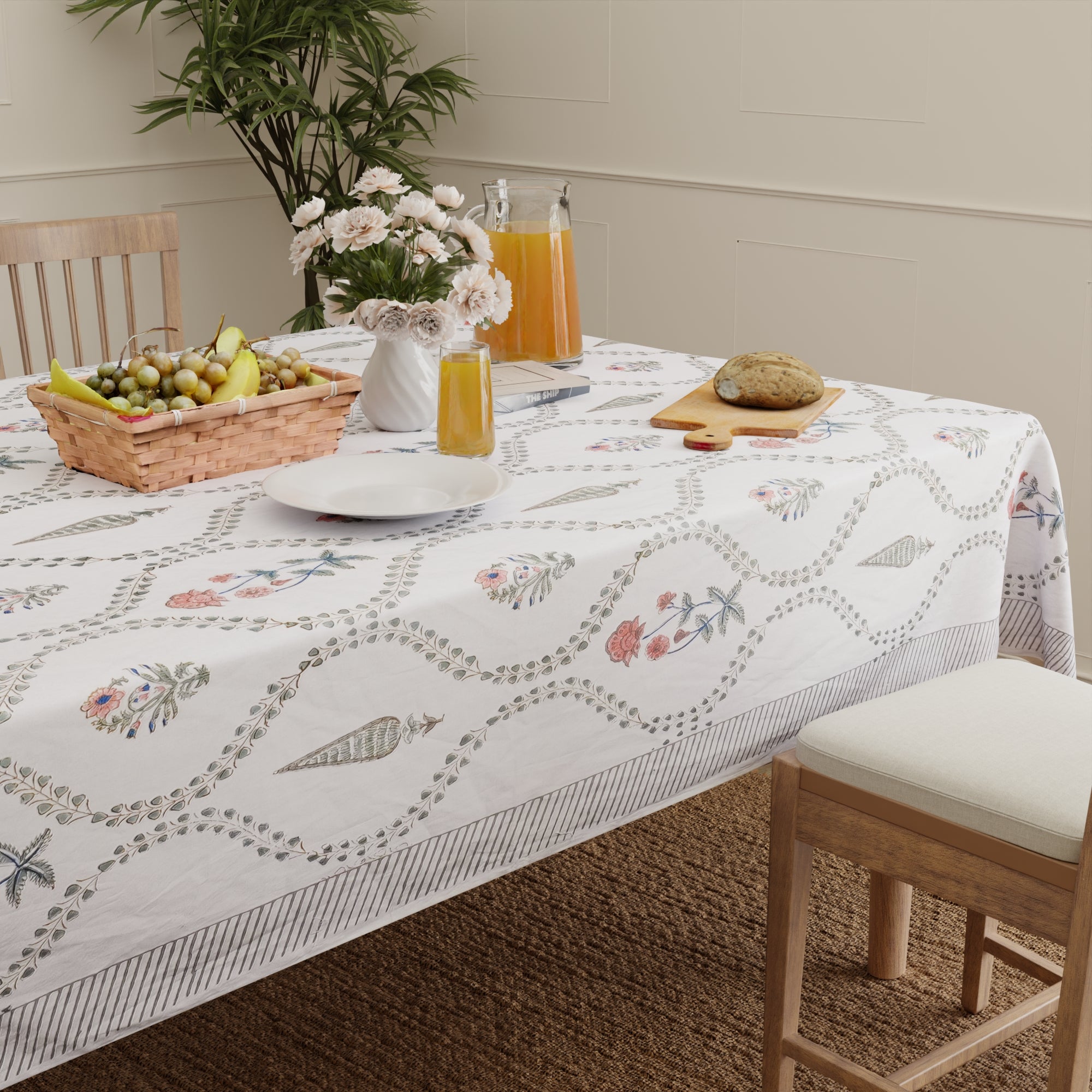 Jaipuri Hand block Print Cotton Swiss Tablecloth