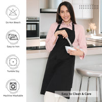 Cotton Full Black Apron (Pack of 1)