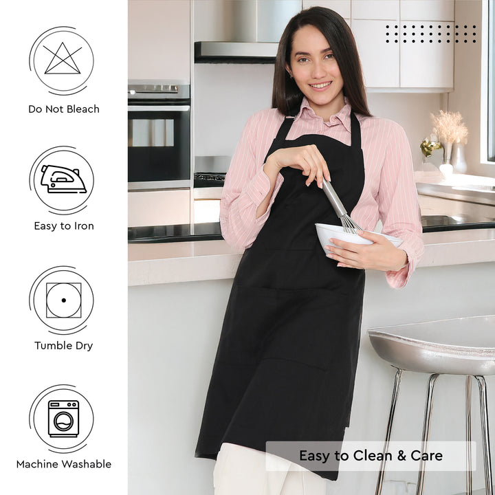 Cotton Full Black Apron (Pack of 1)