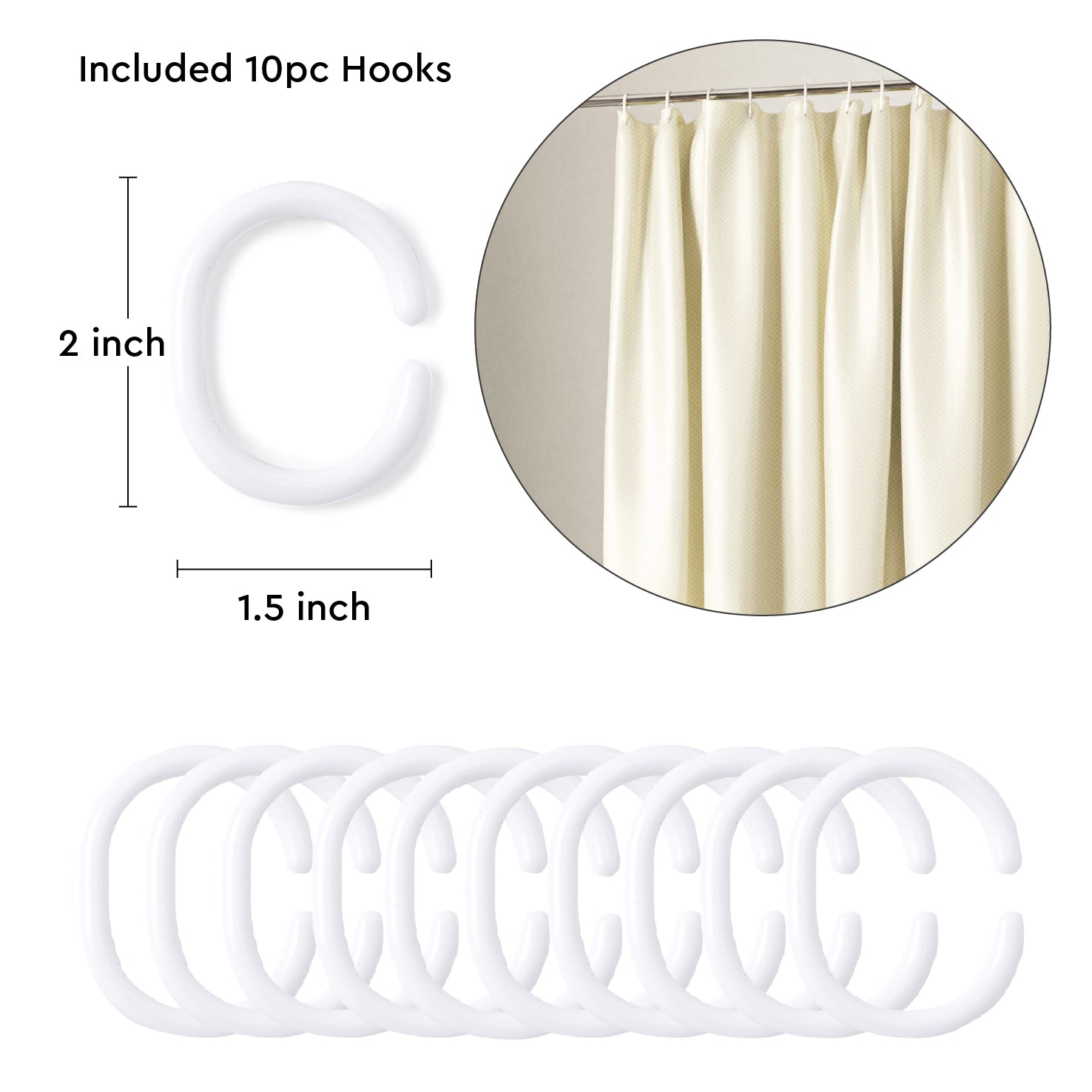 Polyester ZZ Cream Shower Curtain (Pack of 1)