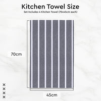 Cotton Roma Grey Stripes Kitchen Towel (Pack of 4)