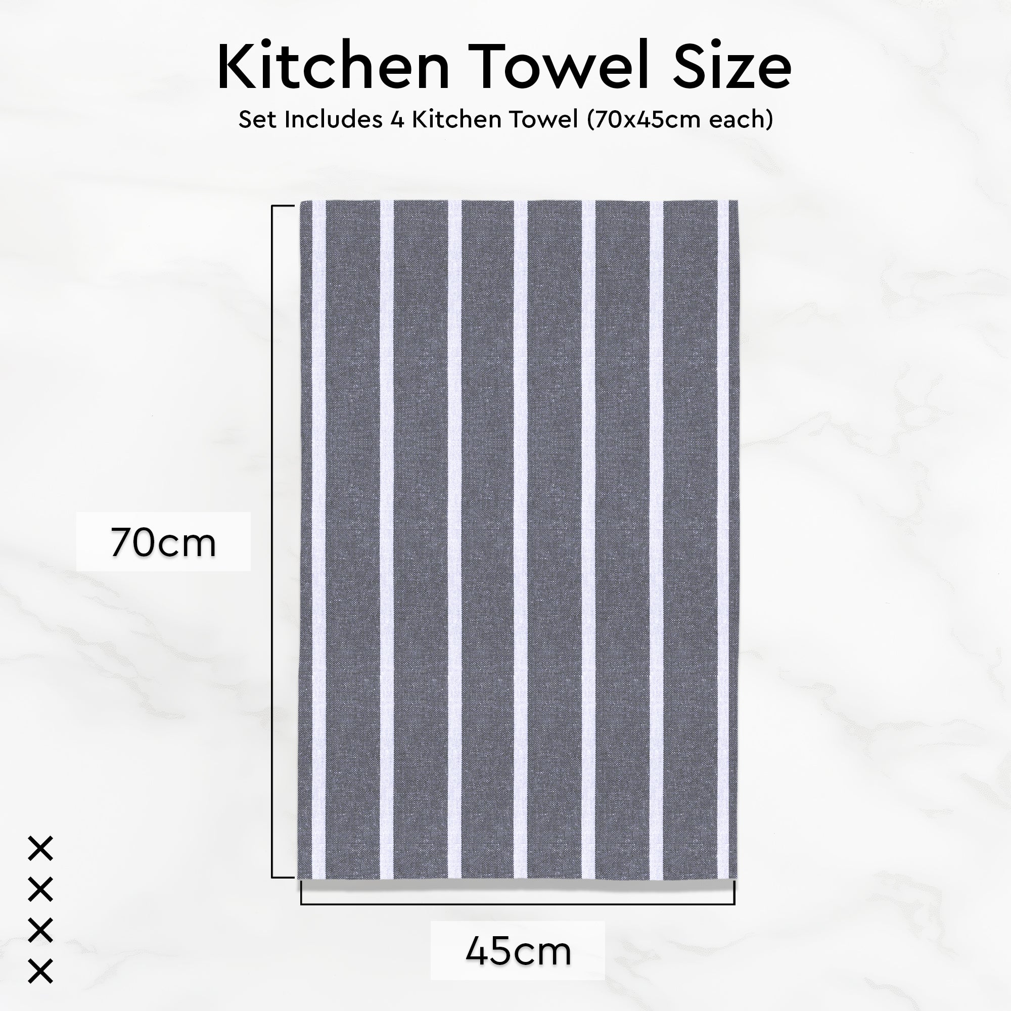 Cotton Roma Grey Stripes Kitchen Towel (Pack of 4)