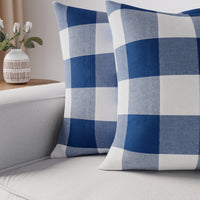 Cotton Buffalo Blue Checks Cushion Cover (Pack of 2)