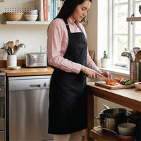Cotton Full Black Apron + Oven Glove + Pot Holder (Pack of 3)