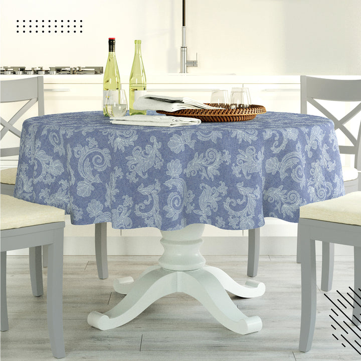Cotton chambray Blue Table Cloth (Pack of 1)