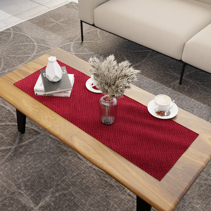 Quilted Velvet Red Table Runner