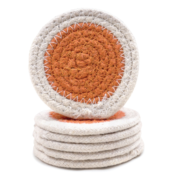 Cotton Coral & Off White Coaster