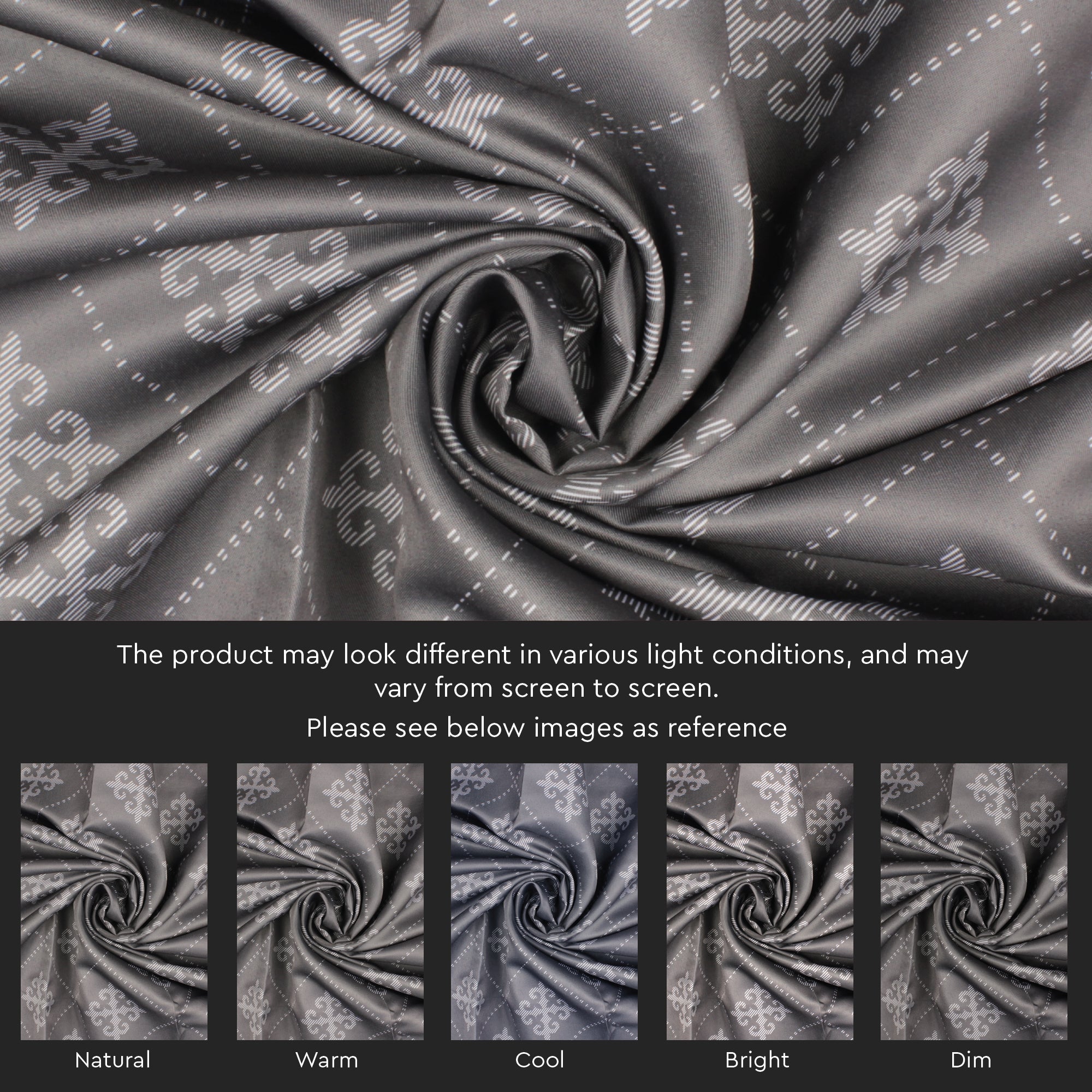 Micro Moroccan Grey Curtain (Pack of 2)