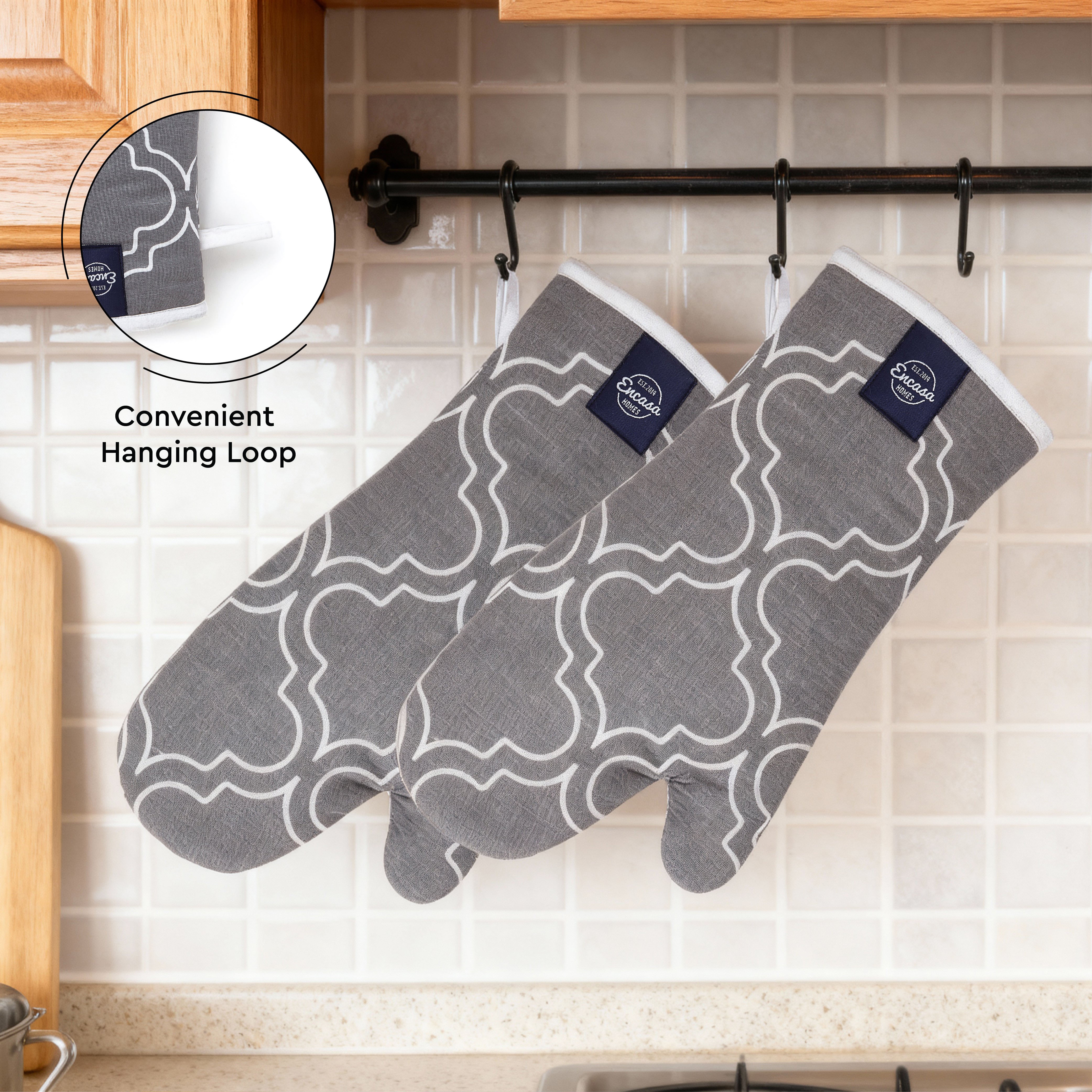 20s Sheeting Trellis Grey Oven Gloves (Pack of 2)