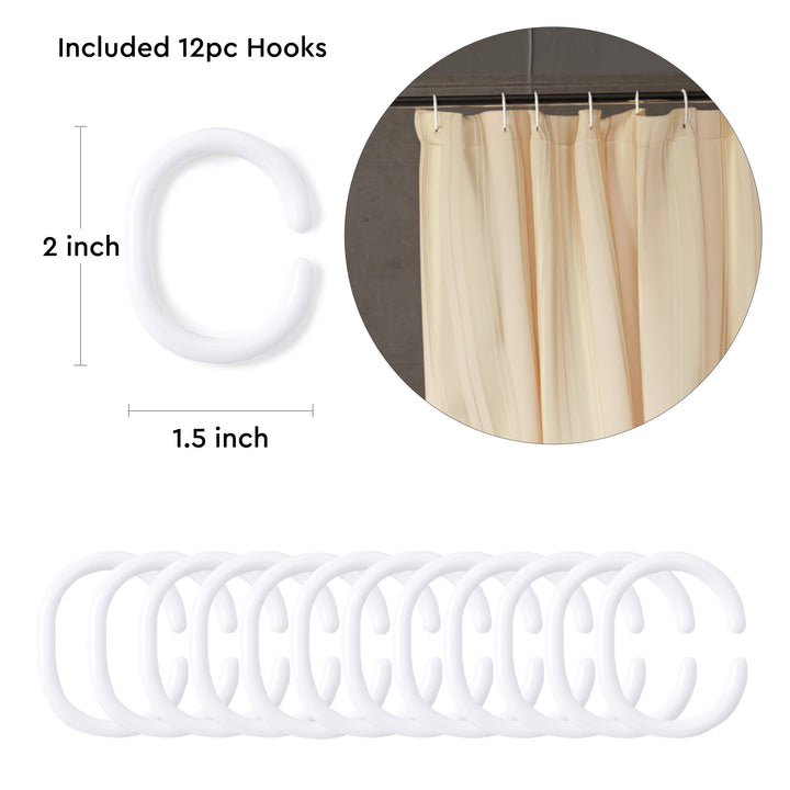 Polyester Stripe Beige Shower Curtain (Pack of 1)