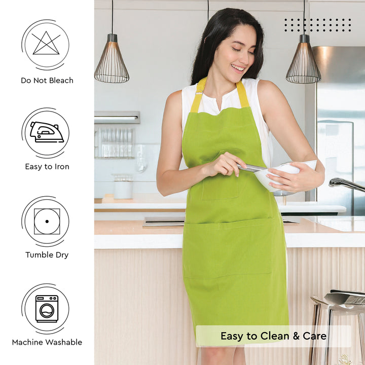Cotton Lime Green Apron (Pack of 1)