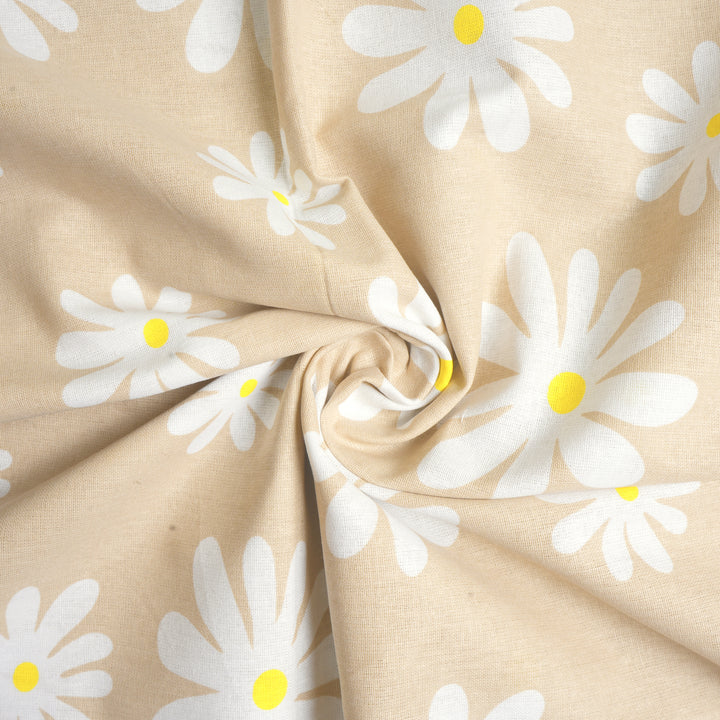 Cotton Daisy Beige Table Cloth (Pack of 1)