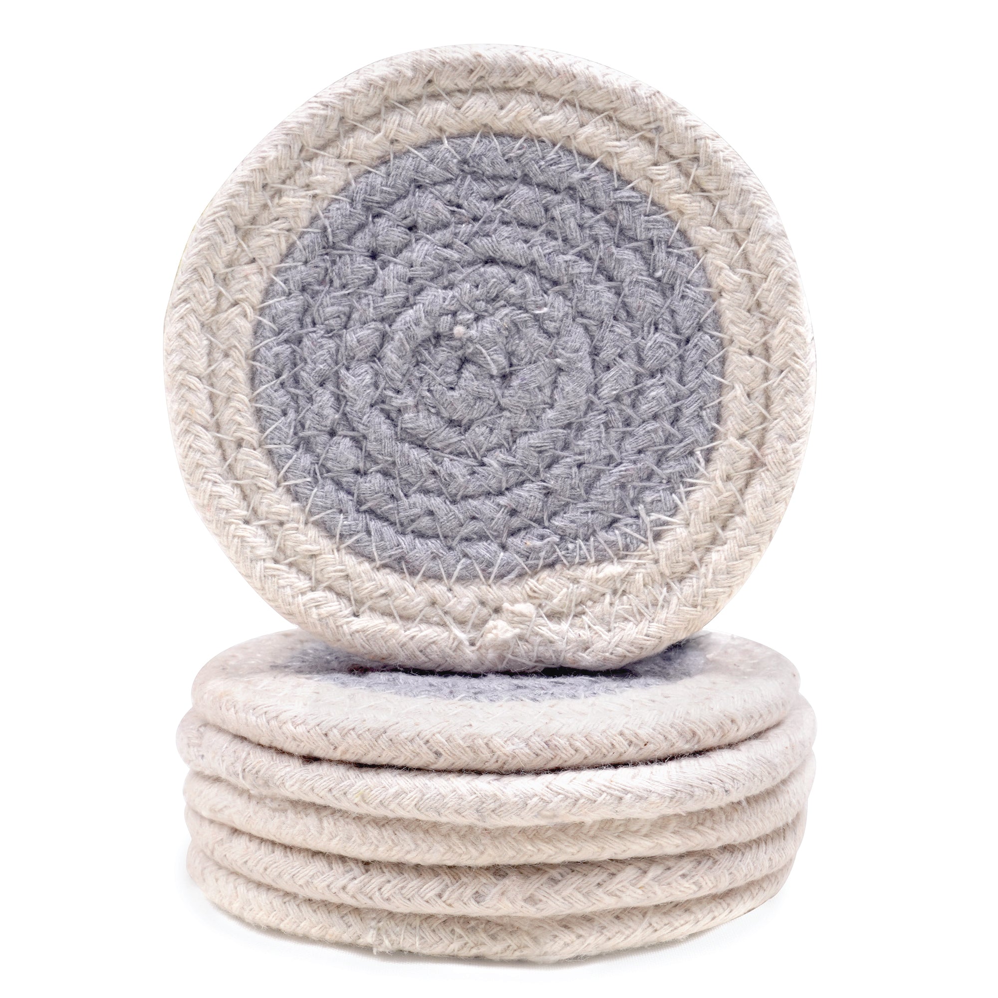 Cotton Light Grey & Off White Coaster