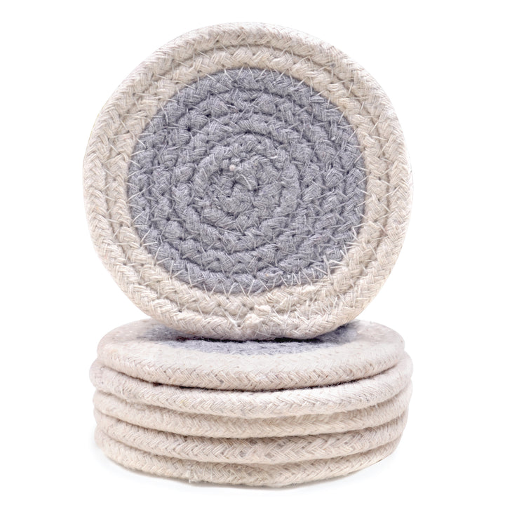 Cotton Light Grey & Off White Coaster