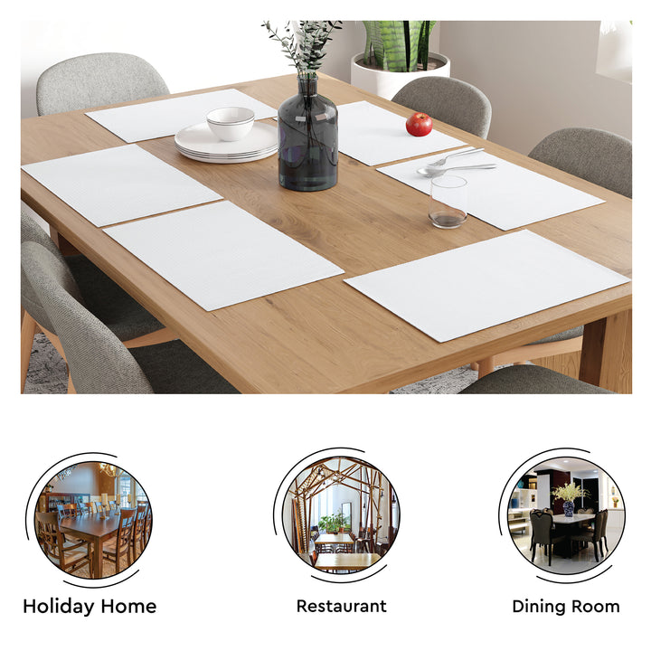 Ribbed Cotton White Placemat (Pack of 6)